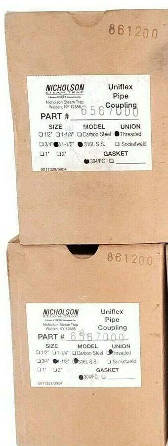LOT OF 2 NIB SPENCE NICHOLSON 6567000 UNIFLEX PIPE COUPLING 1-1/2'' CARBON STEEL