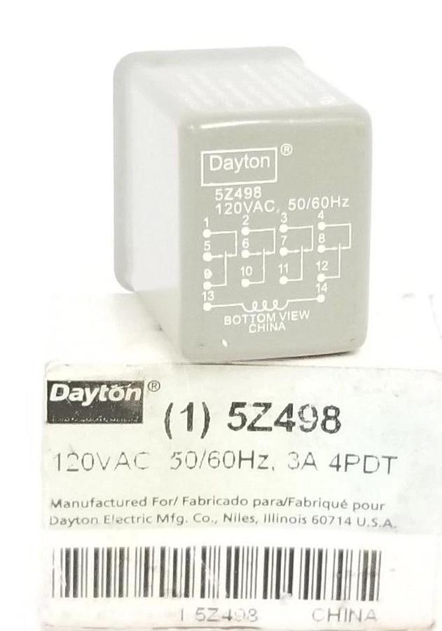Used NIB DAYTON 5Z498 RELAY 120VAC, 50/60HZ, 3A, 4PDT