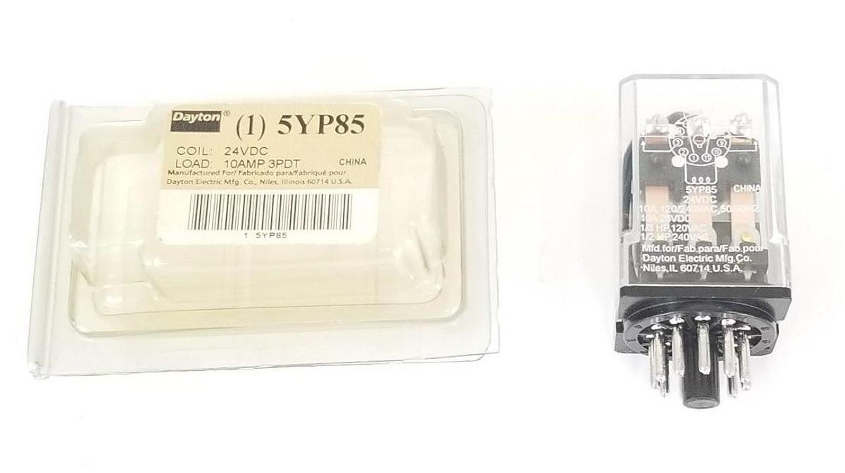 Used NEW DAYTON 5YP85 RELAY 24VDC, 10AMP, 3PDT
