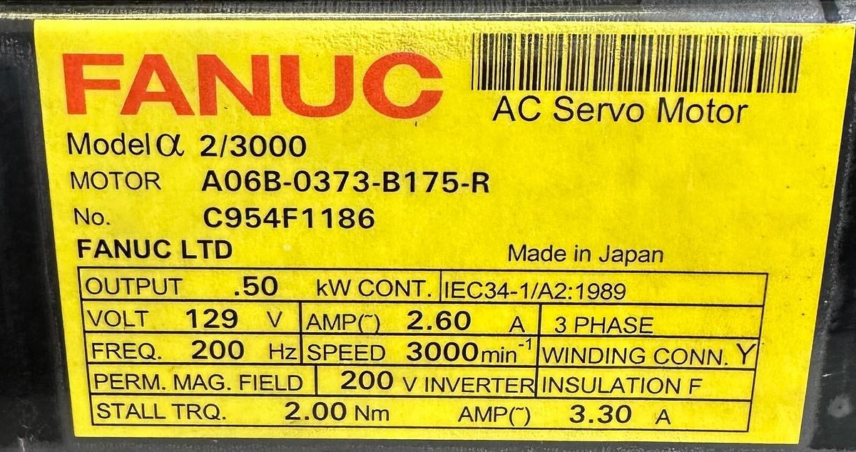 Used REPAIRED FANUC A06B-0373-B175-R / A06B-0373-B175 AC SERVO MOTOR .5kW a2/3000