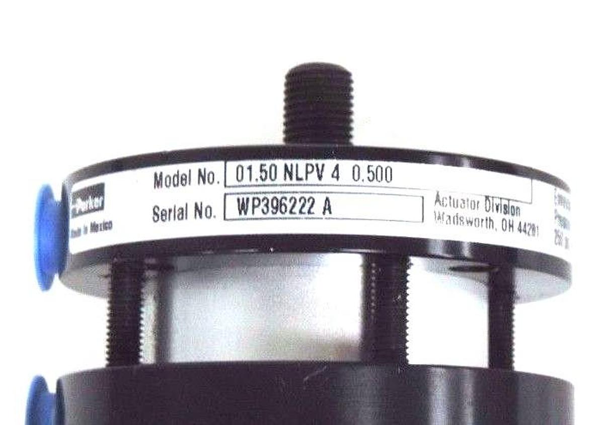Used NEW PARKER 01.50 NLPV 4 0.500 PNEUMATIC CYLINDER 250PSI, 0150NLPV40500