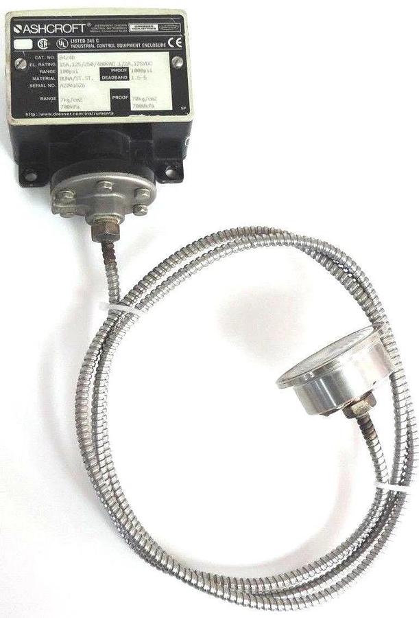 Used ASHCROFT B424B SNAP ACTION PRESSURE SWITCH , W/ TYPE 320, DIAPHRAGM 316L SENSOR