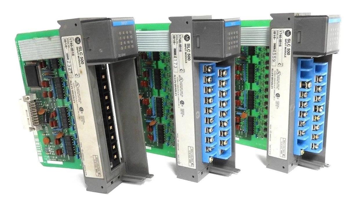 Used LOT OF 3 ALLEN BRADLEY 1746-IB16 INPUT MODULES SER. C, MISSING COVERS 1746IB16