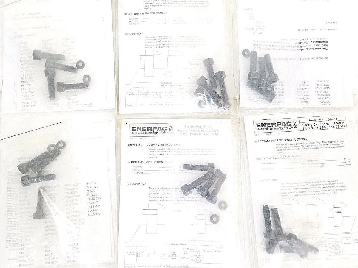 Used LOT OF 6 NEW ENERPAC INSTRUCTION SHEET SWING CYLINDERS METRIC HARDWARE KITS