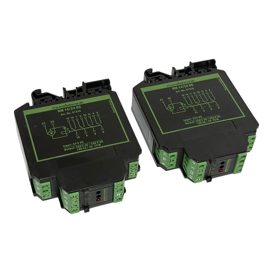 Used Lot of 2 Murrelektronik RM 14/24 DC 51510 DIN Rail Relay Modules New Surplus