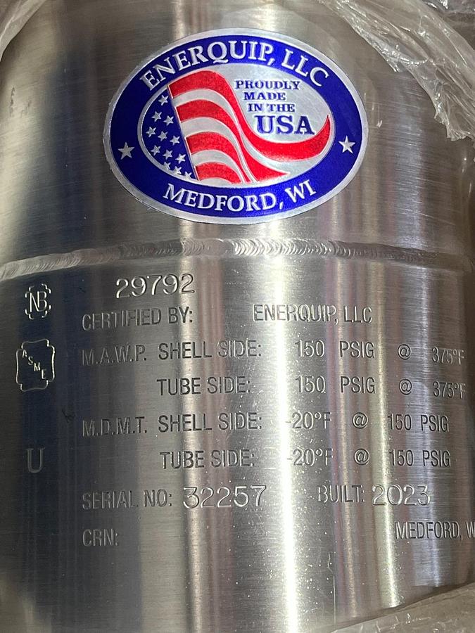 Used Enerquip 6x54 BEU 304L 2P Sanitary Stainless Steel Heat Exchanger Assembly
