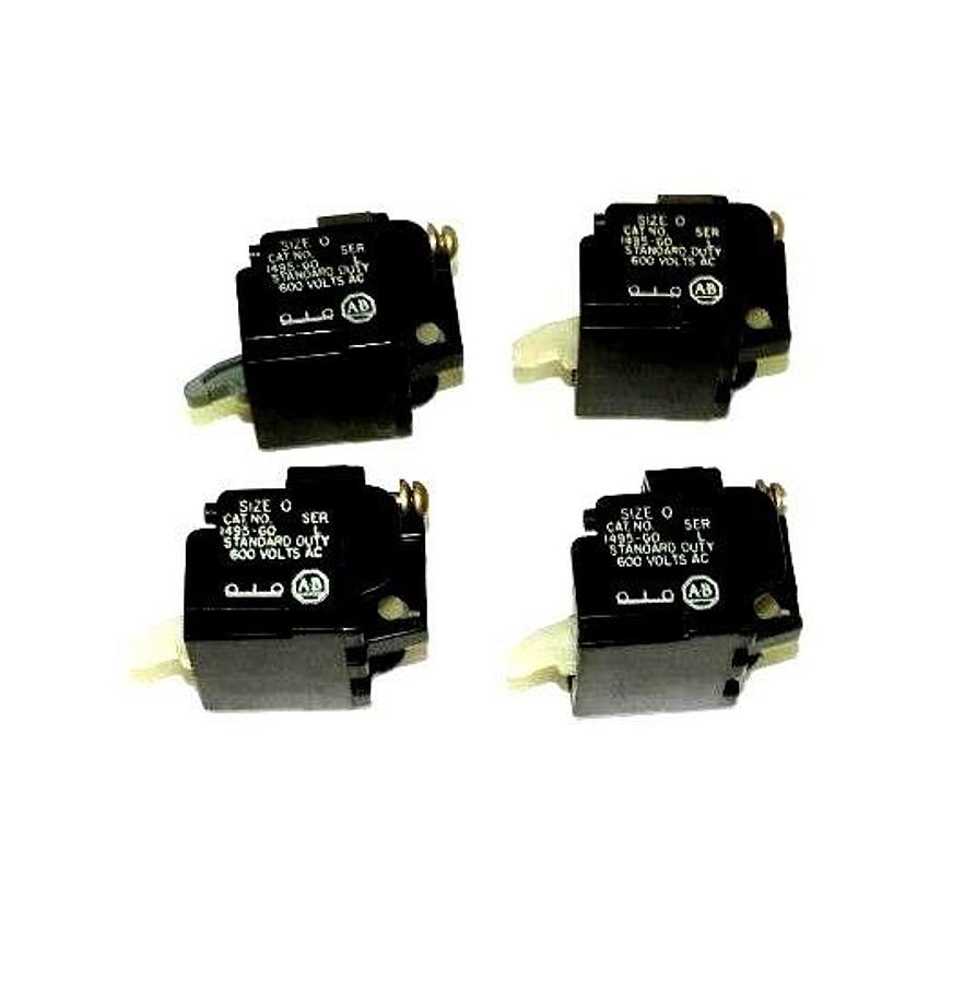 Used 4 ALLEN BRADLEY 1495-G0 SER. L AUXILIARY CONTACTS SIZE 0 600VAC 1495G0 1495GO