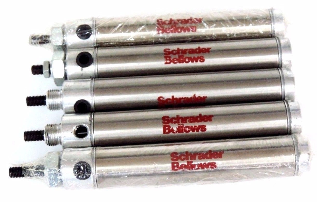 Used LOT OF 5 NEW SCHRADER BELLOWS 1.06DSR04.0 DOUBLE ACTING CYLINDERS 4" STOKE
