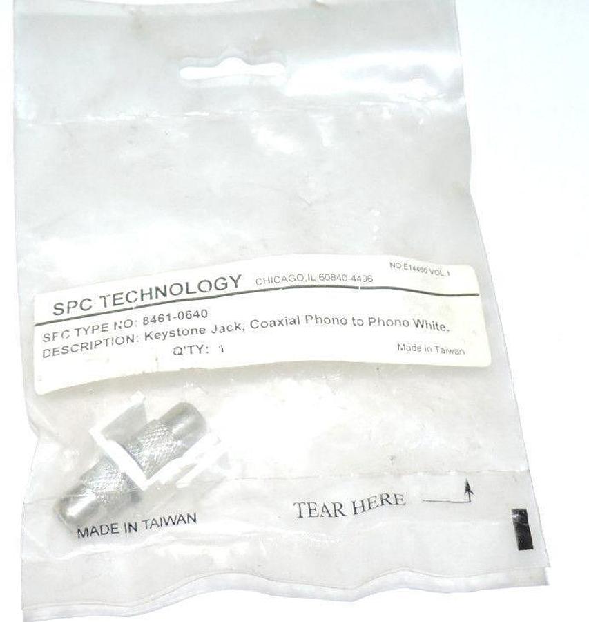 Used NEW SPC TECHNOLOGY 8461-0640 KEYSTONE JACK, COAXIAL PHONO TO PHONO WHITE