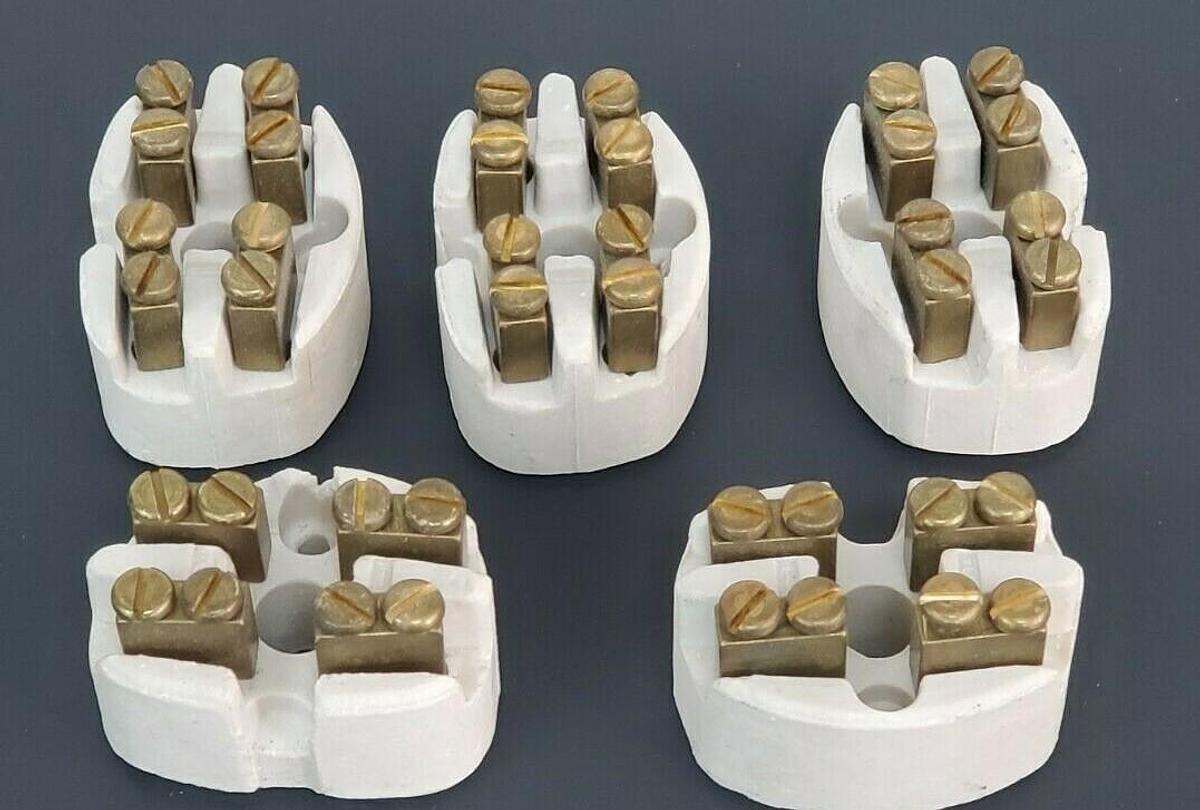 Used LOT OF 5 GENERIC 356504 CERAMIC TERMINAL BLOCKS