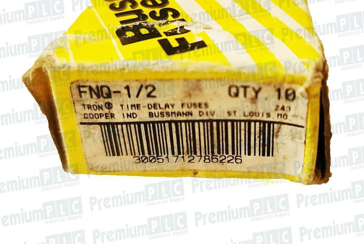 Used BOX OF 10 COOPER BUSSMANN FNQ-1/2 TRON FUSES CLASS MIDGET 1/2 AMP 500V NIB
