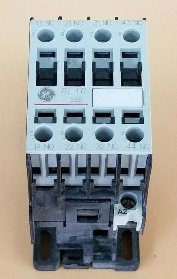 Used GENERAL ELECTRIC RL4RA022T CONTACTOR MOD. 1 W/ LB1AJ COIL 110-120V 50-60HZ