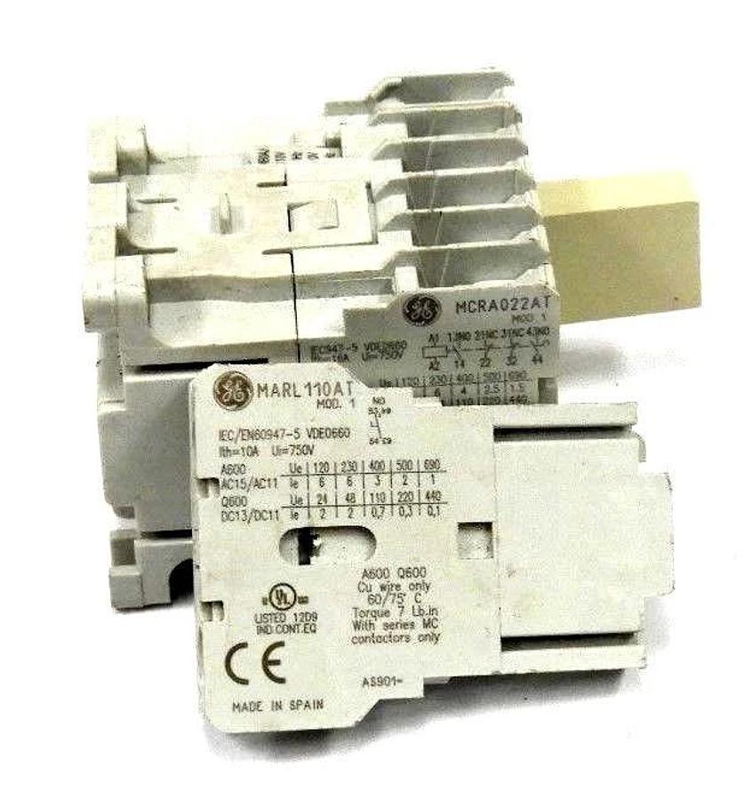 Used GENERAL ELECTRIC MCRA022AT RELAY WITH MARL110AT & MP0AAE2 CONTACTOR