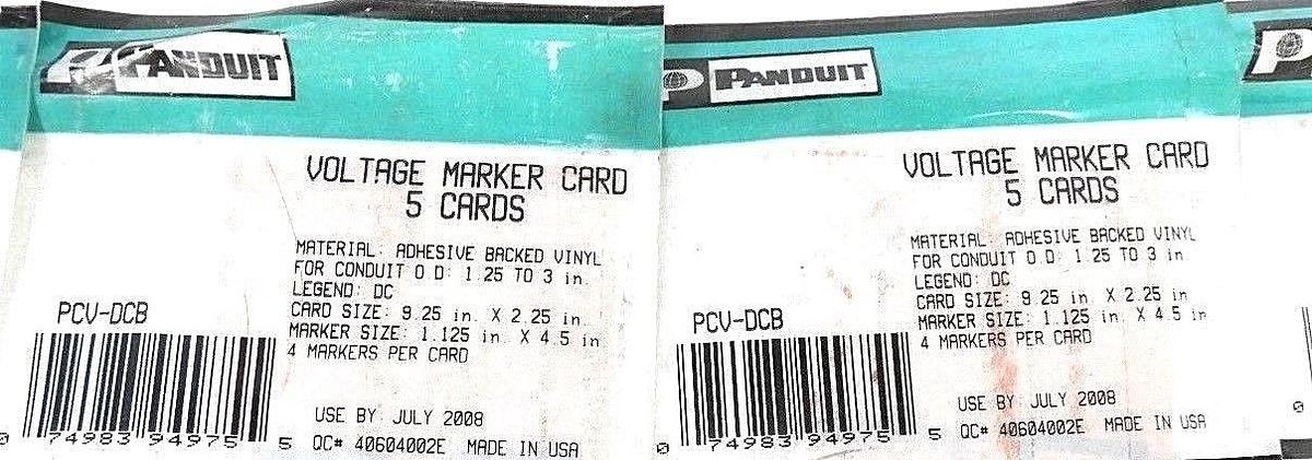 LOT OF 4 NEW PANDUIT PCV-DCB VOLTAGE MARKER CARD DC 4/CARD 5/PACK