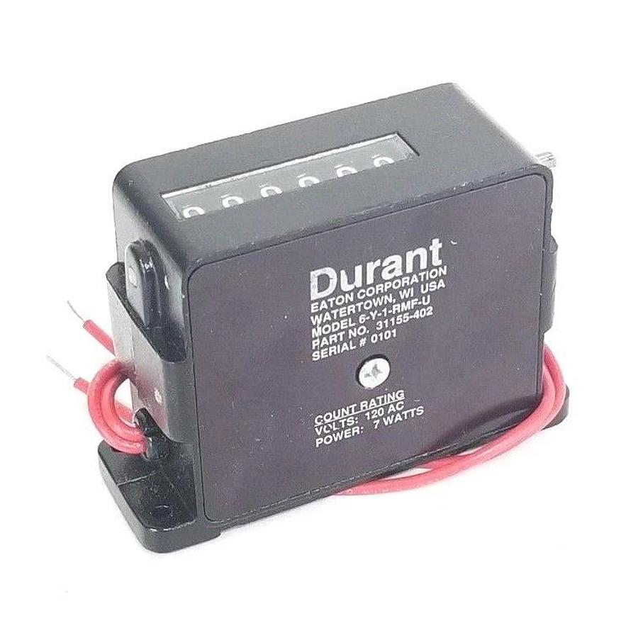 Used NIB EATON DURANT 6-Y-1-RMF 115VAC ELECTRIC COUNTER 31155-402, 6Y1RMF