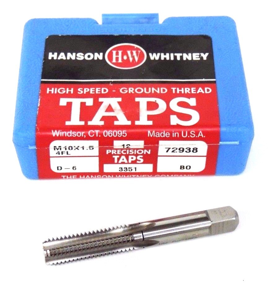 Used 11 NIB HANSON WHITNEY M10X1.5 4 FL HIGH SPEED TAPS D-6, 72938