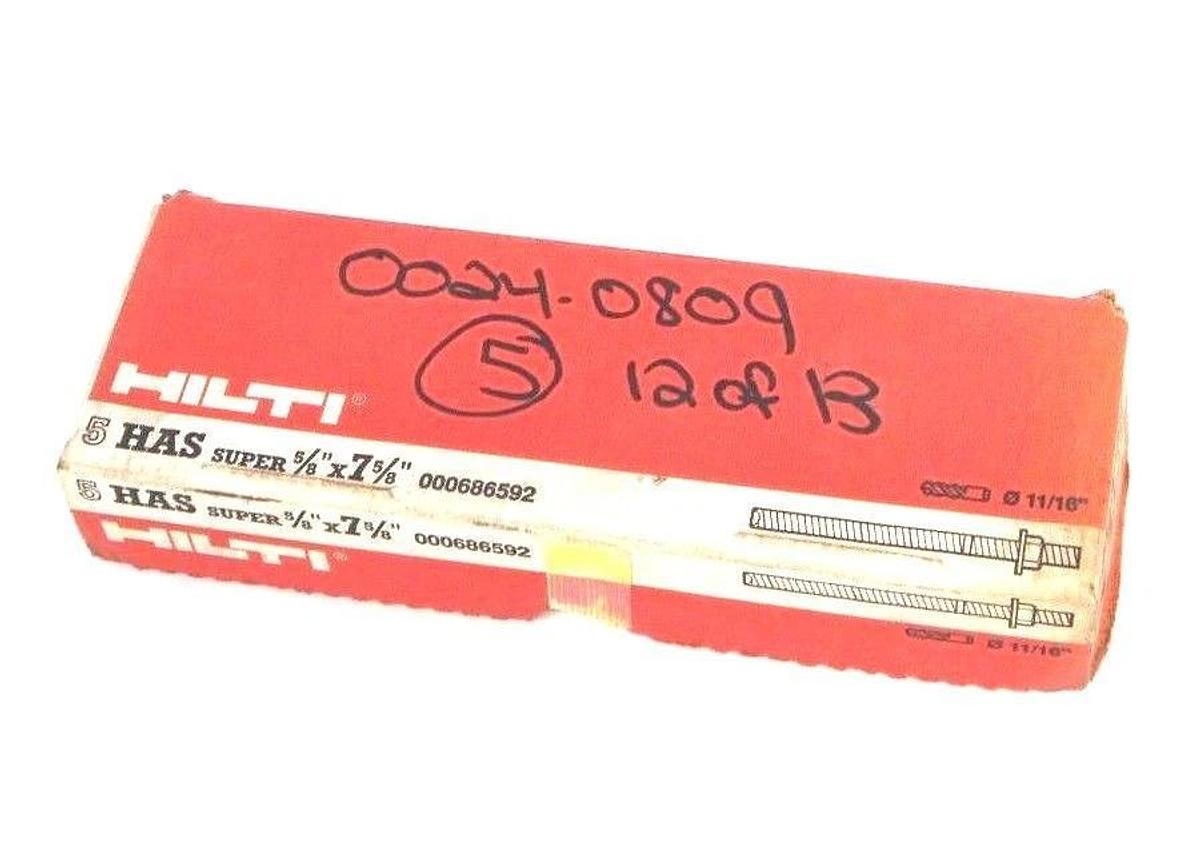 LOT OF 35 NEW HILTI 000686592 ANCHOR KITS HAS SUPER 5/8" X 7-5/8" X 11/16"
