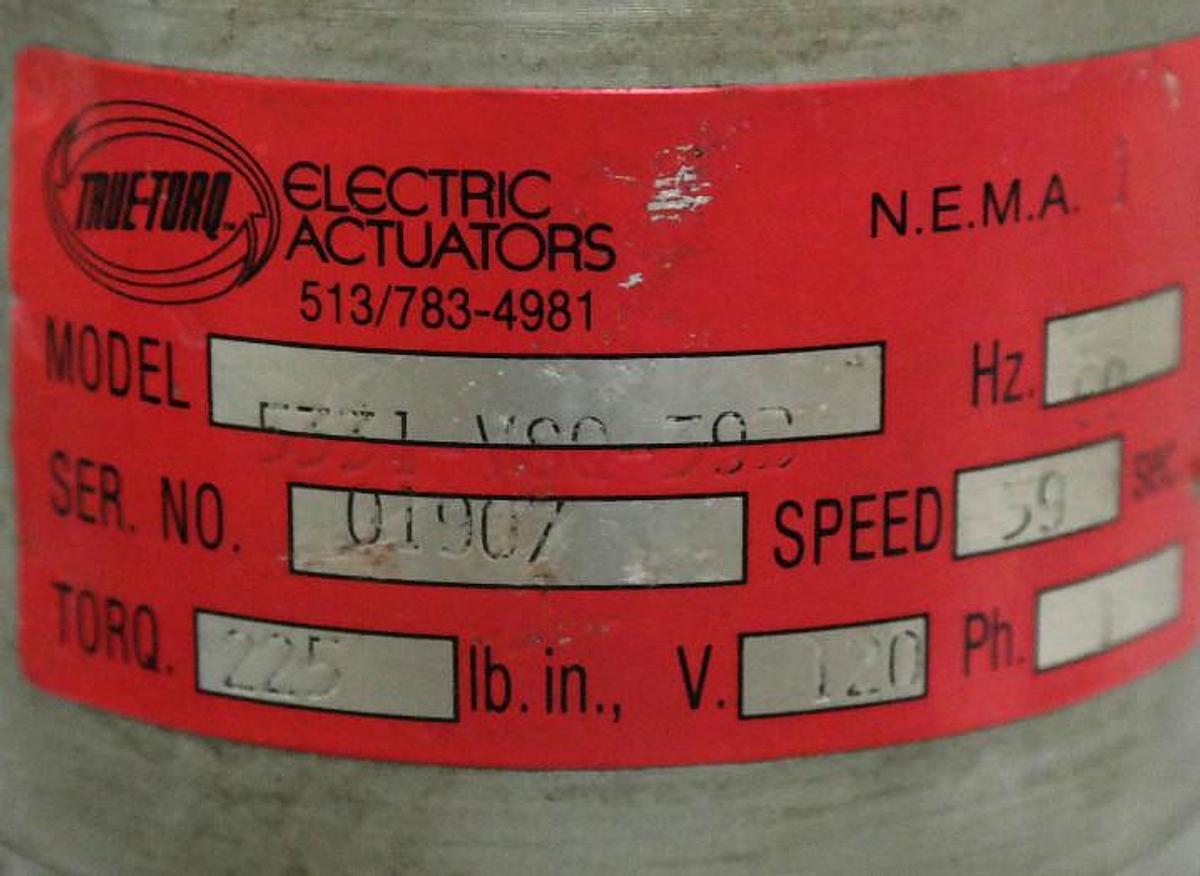 Used TRUE-TORQ 5331-V8Q-39B ELECTRIC VALVE ACTUATOR 225LB-IN 120V 1PH