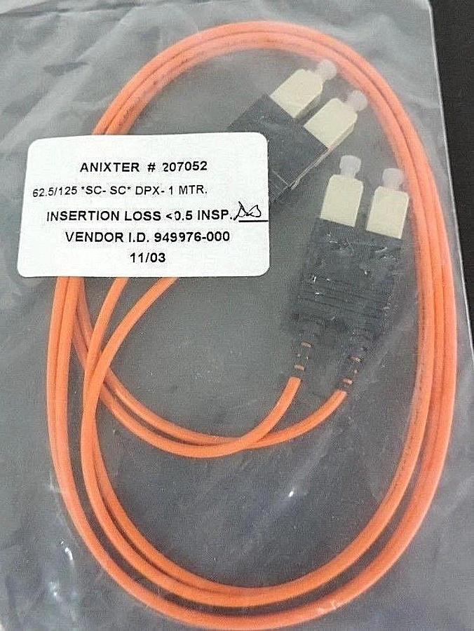Used ANIXTER 207052 JUMPER 62.5/125 SC-SC DPX-1 MTR INSERTION LOSS 0.5, 949976-000