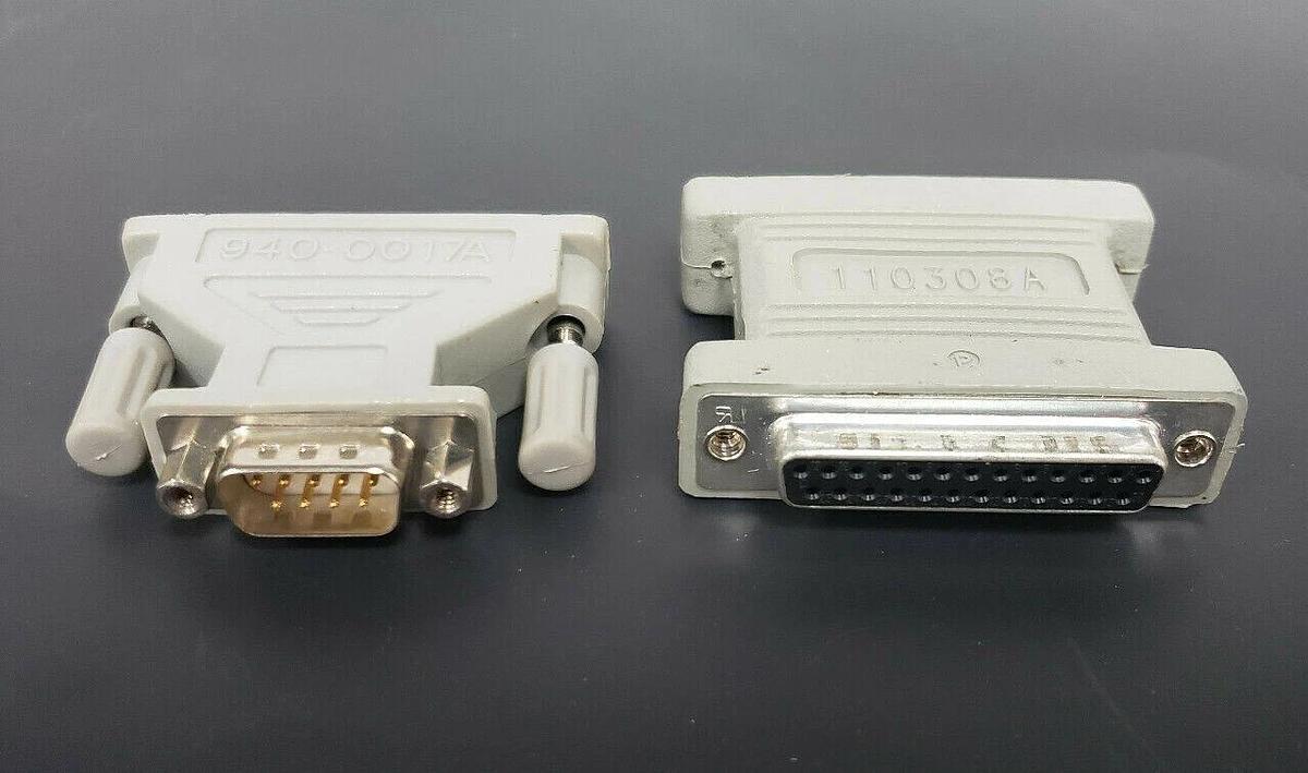 Used SCHNEIDER ELECTRIC 940-0017A GREY ADAPTOR DB9-M TO DB25-F W/ 110308A PLUG
