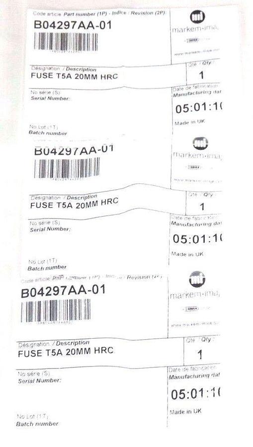 LOT OF 3 NEW MARKEM B04297AA-01 FUSES T5A 200MM HRC