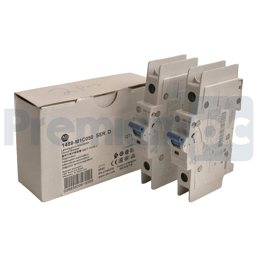 Box of 2 Allen-Bradley 1489-M1C050 /D Circuit Breaker, 1 Pole, 5A, C-Curve NSMP 885630619569