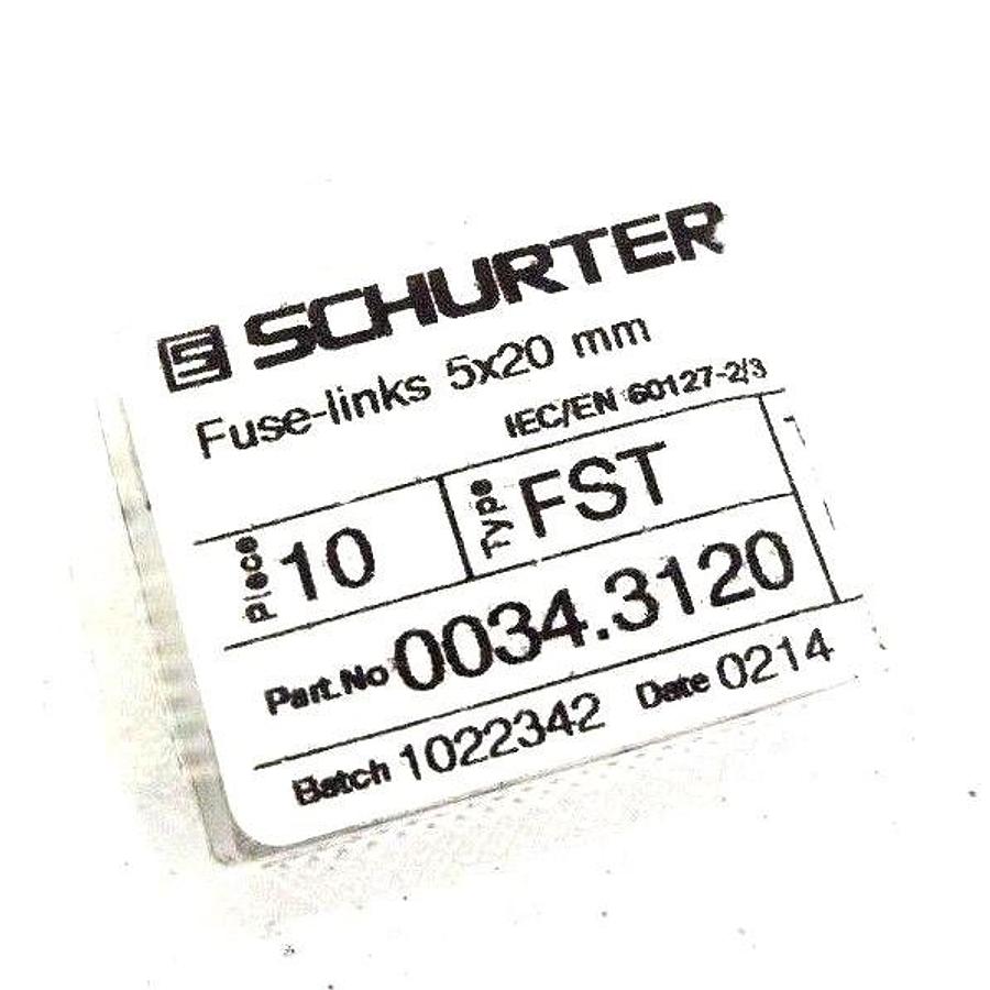Used LOT OF 5 NEW SCHURTER TYPE FST 0034.3120 FUSES