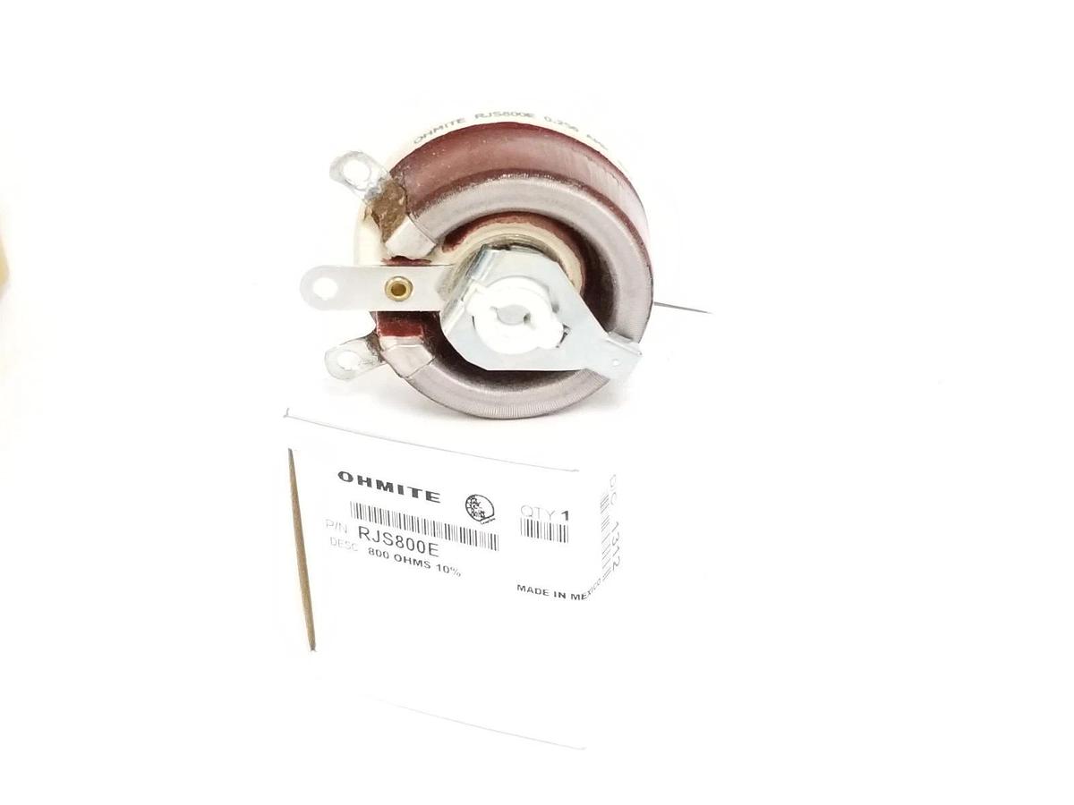 Used NIB OHMITE RJS800E RHEOSTATE POTENTIOMETER, 800OHMS, 50W, 10%