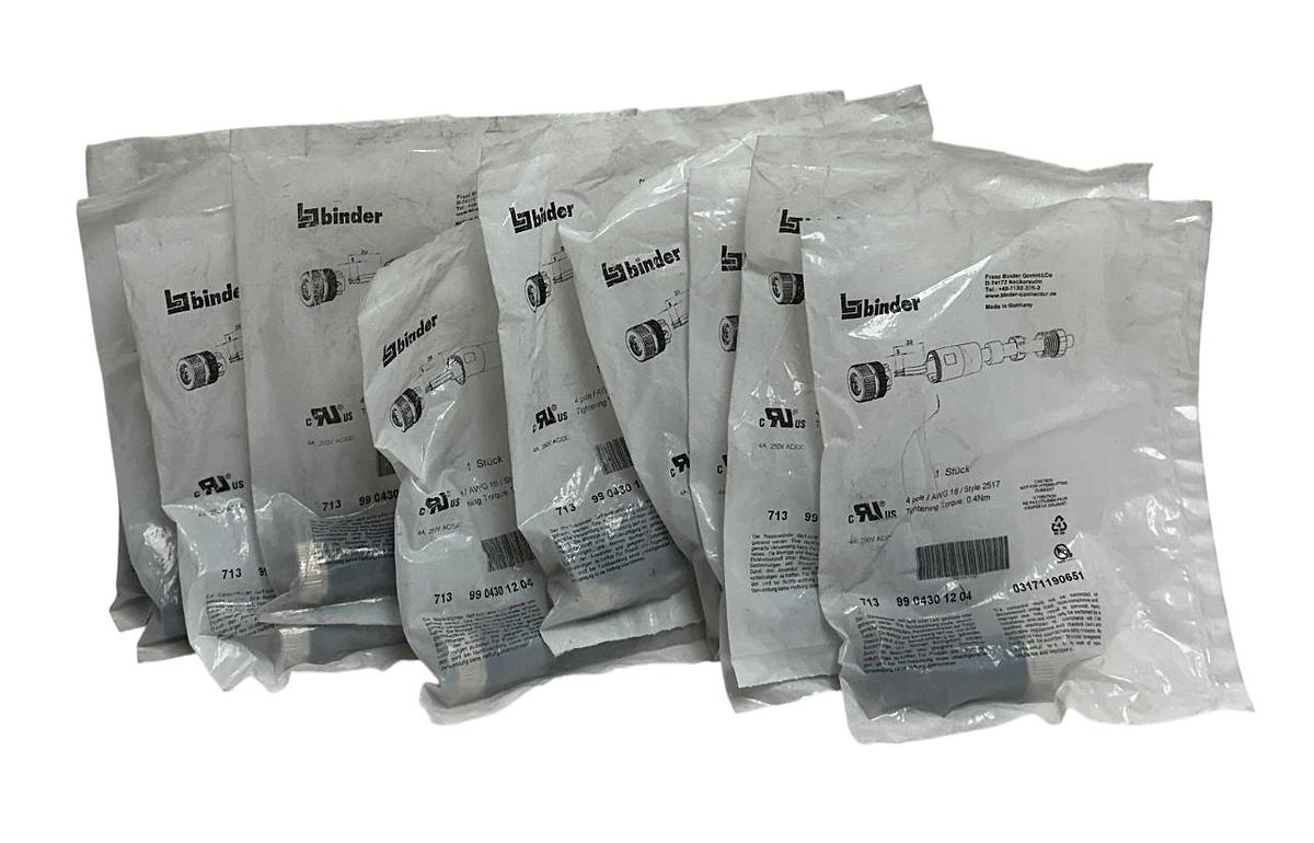 10 BINDER 99 0430 12 04 / 9904301204 CABLE CONNECTORS SERIES 713 4-POLE NSFS