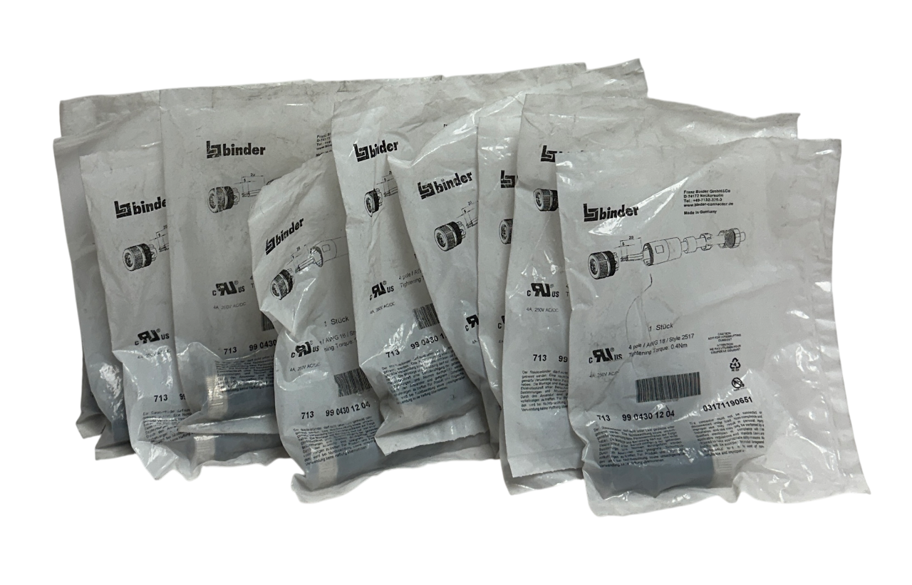 10 BINDER 99 0430 12 04 / 9904301204 CABLE CONNECTORS SERIES 713 4-POLE NSFS