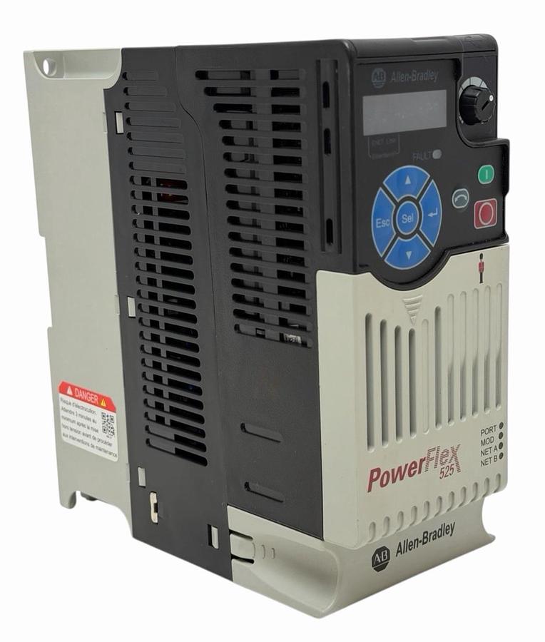 Used Allen Bradley 25B-D010N104 /A PowerFlex 525 AC VFD Drive 3Ph 480V 5HP FW: 7.001