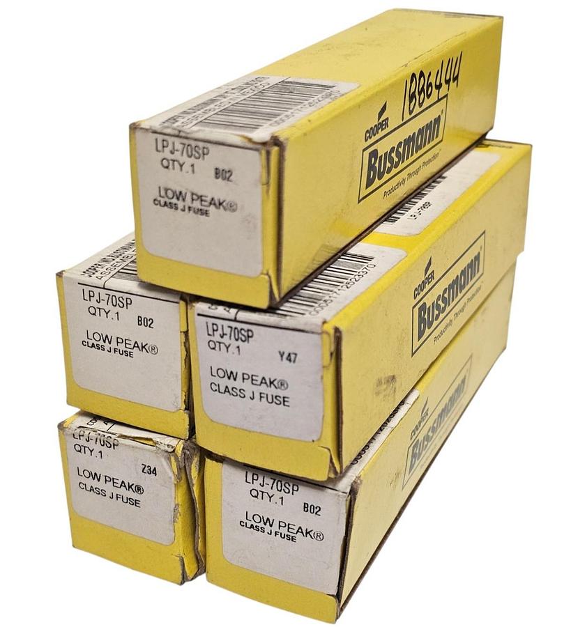 Used LOT OF 5 NIB COOPER BUSSMANN LPJ-70SP LOW PEAK FUSES LPJ70SP