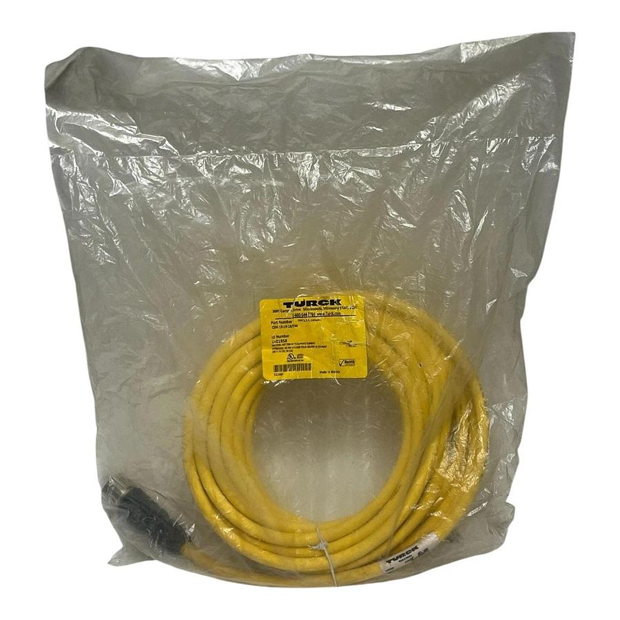 Turck CSM 19-19-10/S90 Cordset M23 19-Pin Male to Bare End 10m Yellow #U-01958