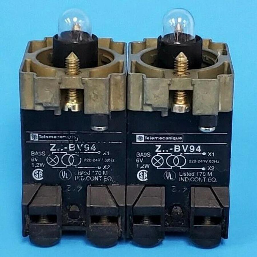Used LOT OF 2 TELEMECANIQUE ZB2BV94 PILOT LIGHT HEADS 25310, 6V 1.2W