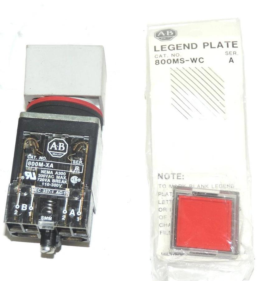 NEW ALLEN BRADLEY 800MS-DA24 PUSHBUTTON SER. A WITH 800M-XA CONTACT BLOCK SER. B