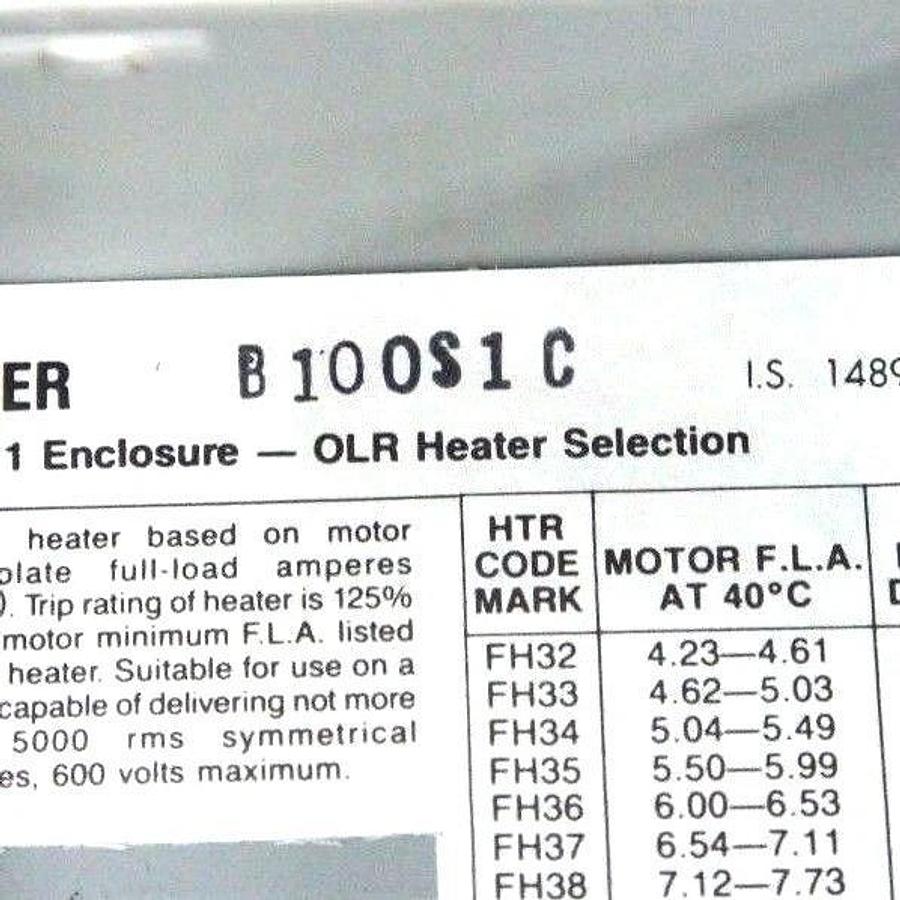 Used WESTINGHOUSE B100M1C MANUAL MOTOR STARTER SIZE M-1 W/ B100S1C ENCLOSURE