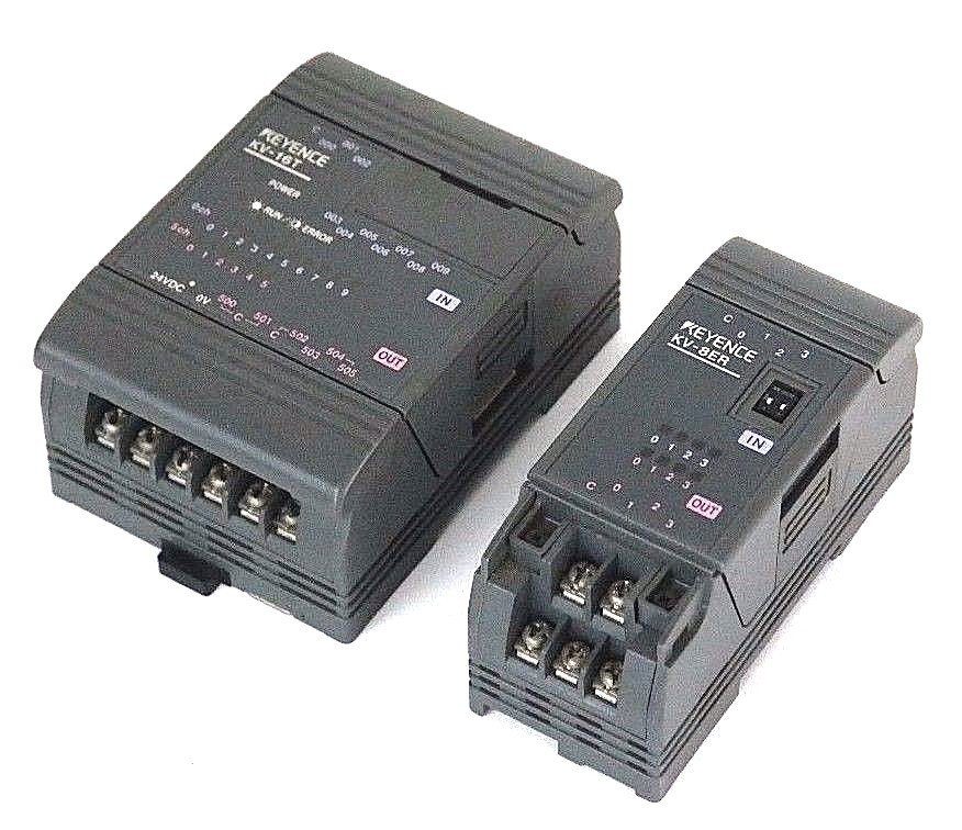 Used KEYENCE KV-16T PLC I/O MODULE W/ KV-8ER EXPANSION MODULE KV16T KV8ER