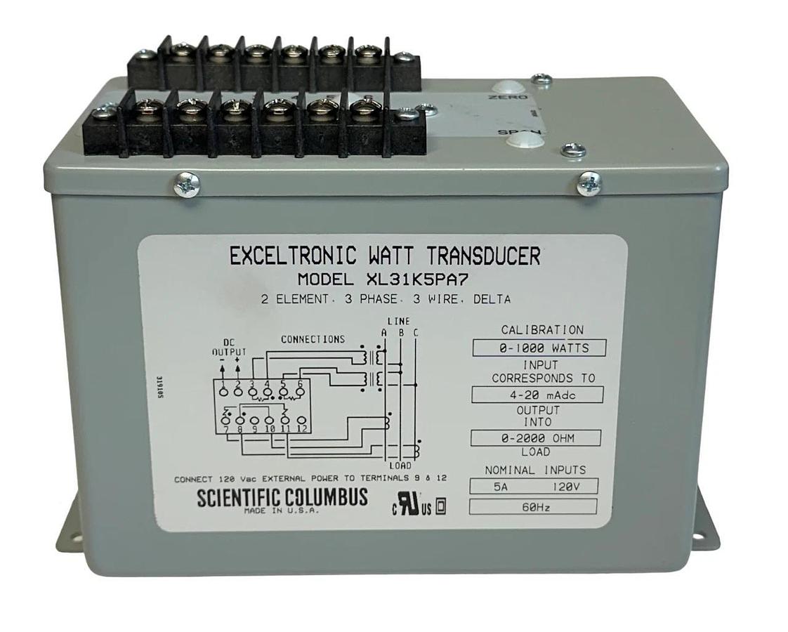 SCIENTIFIC COLUMBUS XL3-1K5P-A7 / XL31K5PA7 EXCELTRONIC WATT TRANSDUCER 5A NSNP