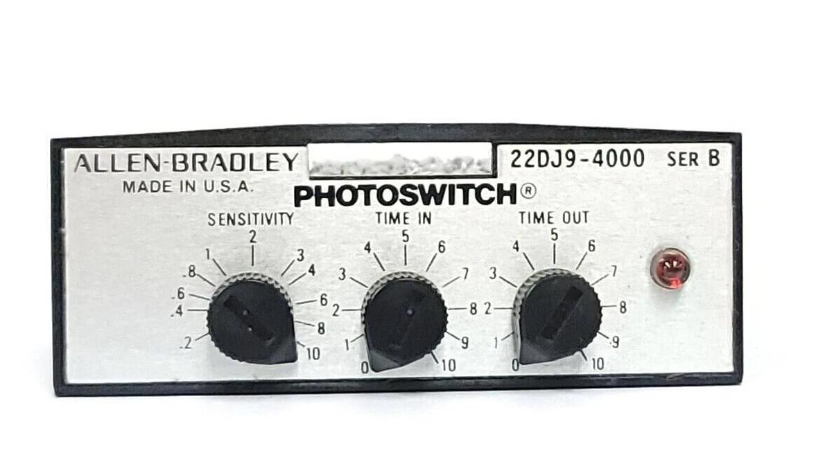 Used ALLEN BRADLEY 22DJ9-4000 PHOTOSWITCH 22DJ94000 SER. B TIME DELAY CONTROL MODULE