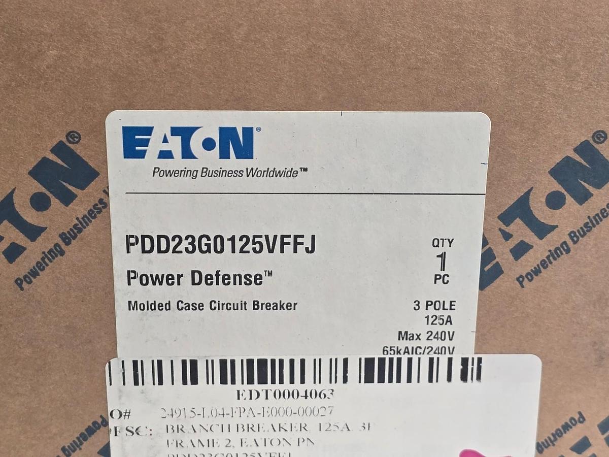Used Eaton C-H PDD23G0125VFFJ Power Defense 125A 3P 240V 65kAIC Breaker NSMP