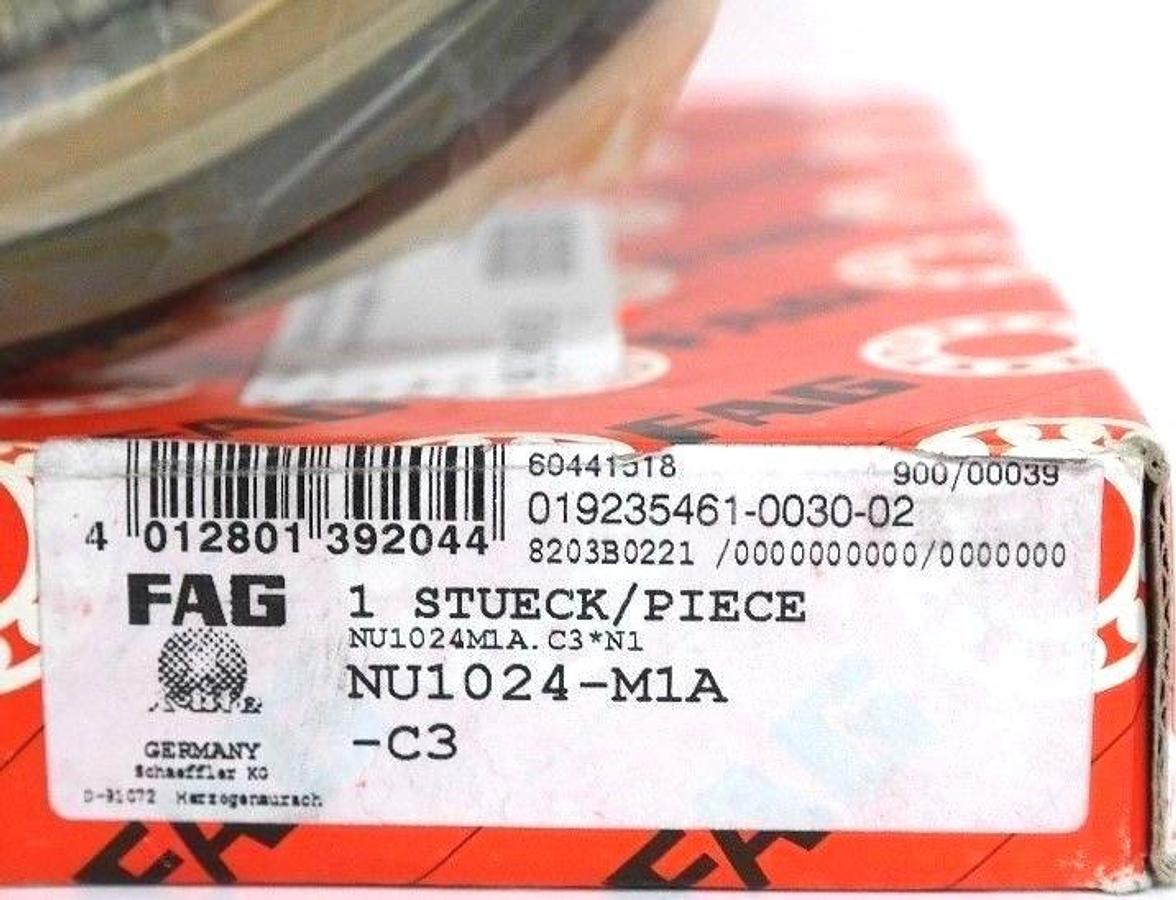 NIB FAG NU1024-M1A-C3 SINGLE ROW CYLINDRICAL ROLLER BEARING NU1024M1A.C3