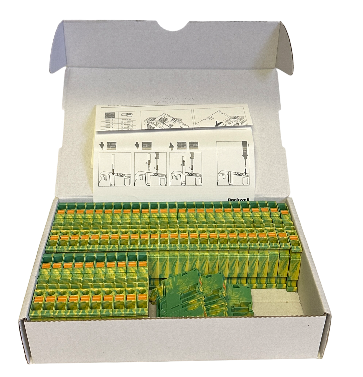 Used 38 NEW ALLEN BRADLEY 1492-PG6 /A TERMINAL BLOCKS 6mm GROUND FEED PUSH-IN 1492PG6