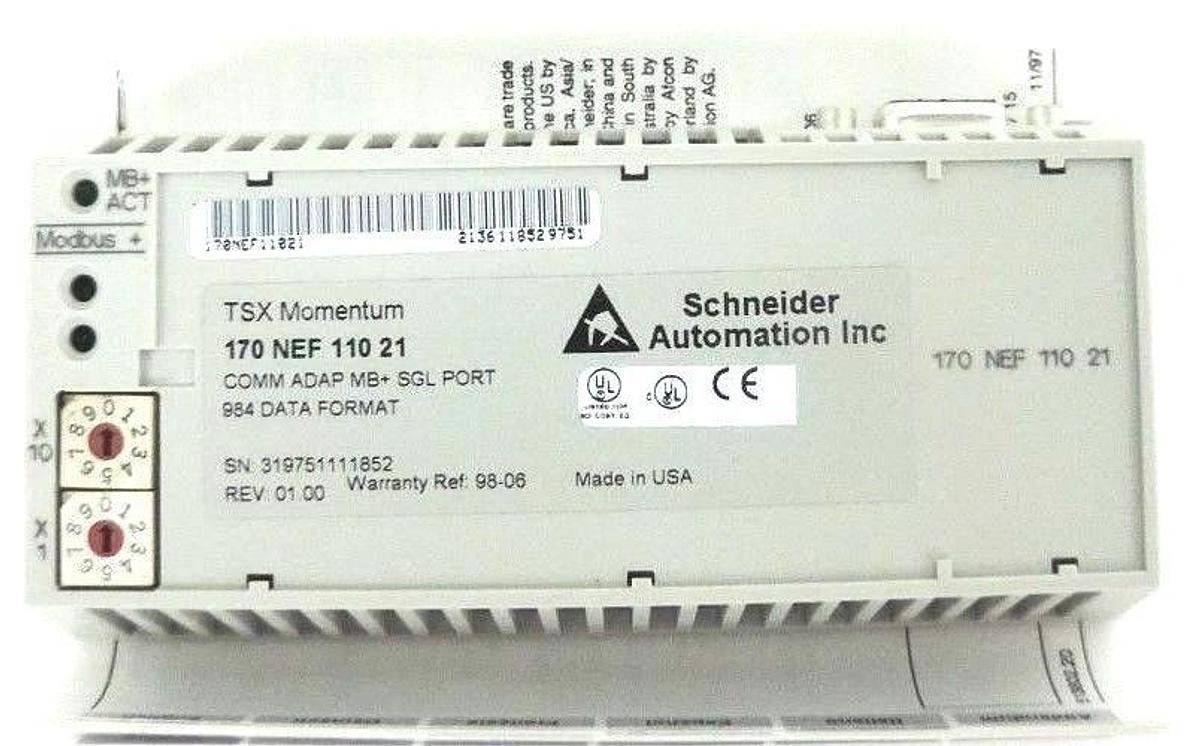 Used NIB SCHNEIDER MODICON 170NEF11021 COMM ADAP MB+ SGL PORT 984 DATA FORMAT