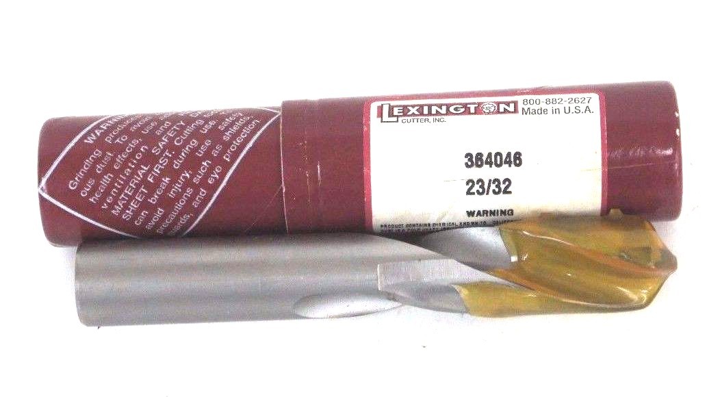 Used NEW LEXINGTON CUTTER 364046 23/32" CARBIDE TIPPED STUB LENGTH TWIST DRILL