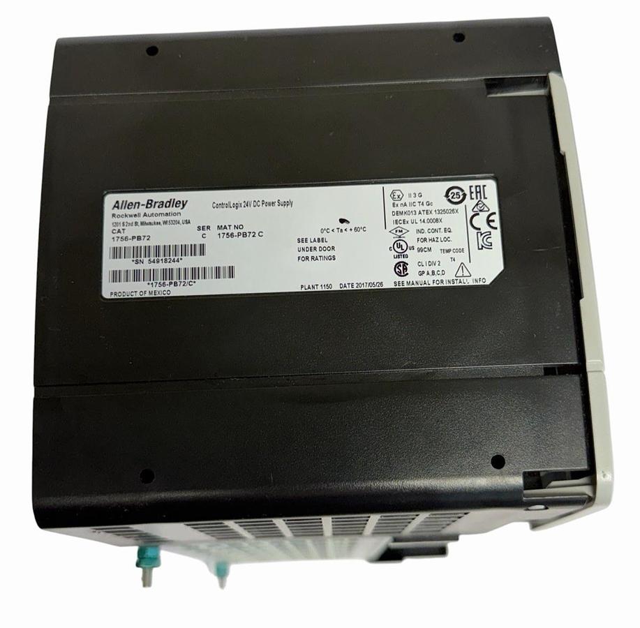 Used ALLEN BRADLEY 1756-A7 /C 7-SLOT CHASSIS W/ 1756-PB72 /C POWER SUPPLY 24V DC