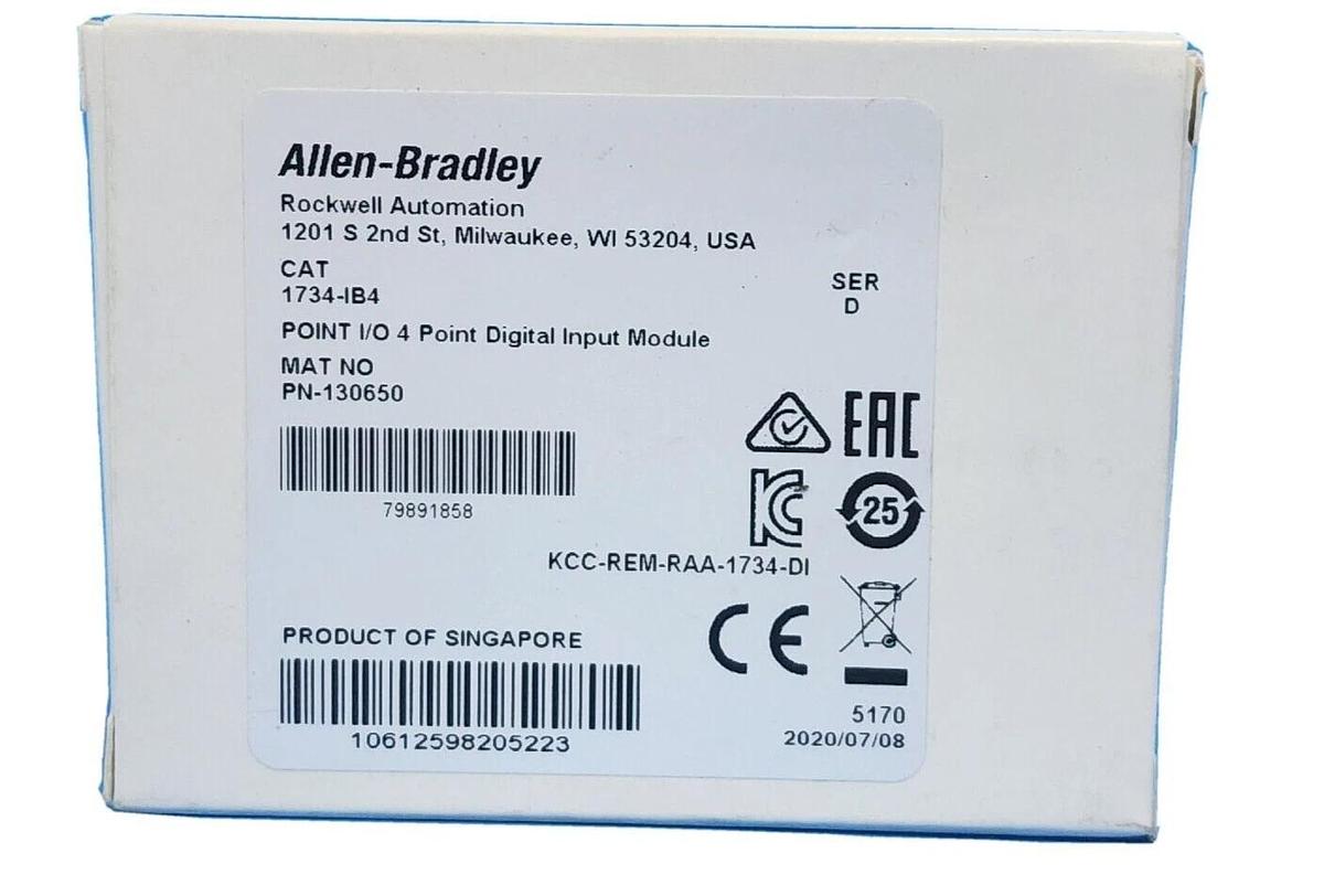 Used NIB ALLEN BRADLEY 1734-IB4 SER. D POINT I/O 4 POINT DIGITAL INPUT MODULE