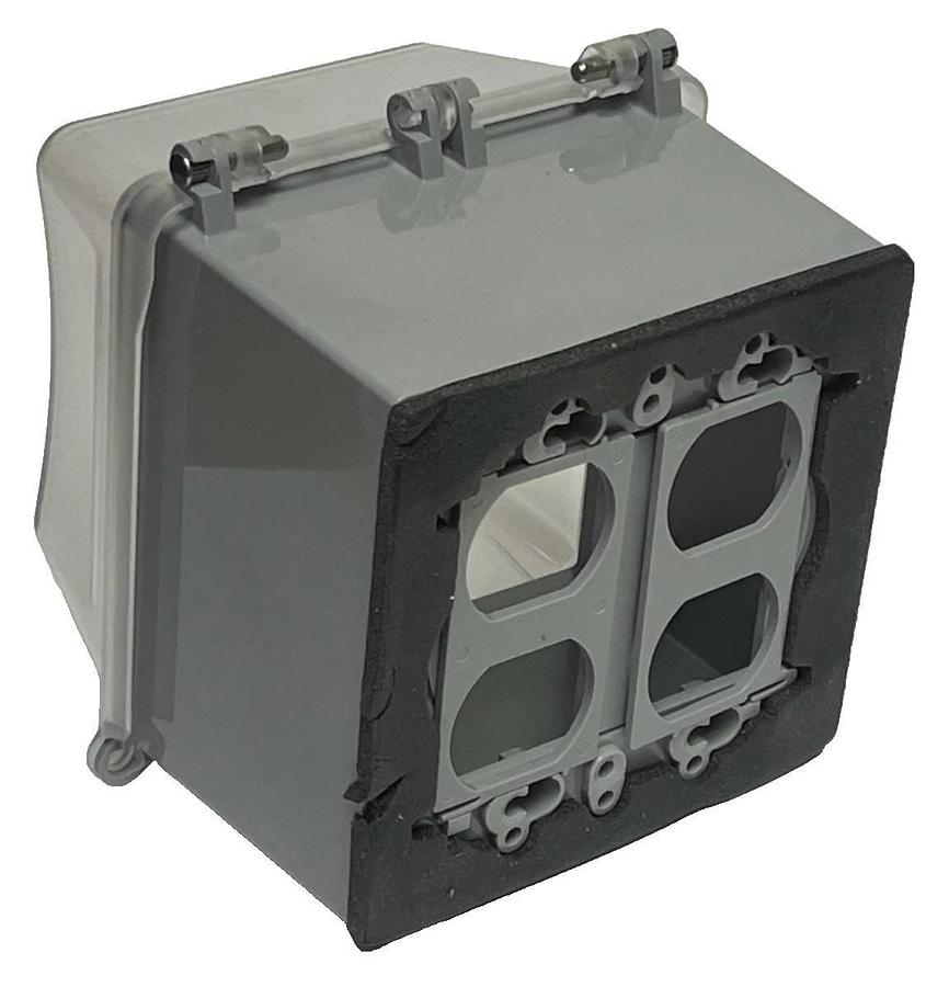 TayMac MM7420 2-Gang Weatherproof In-Use Cover Extra Duty 55-in-1 Gray/Clear