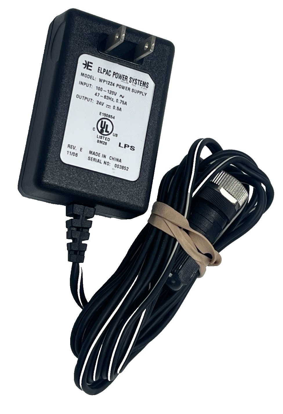 Used ELPAC WP1224 Power Supply AC Adapter 24VDC 0.5A 500mA Wall Wart UL Listed