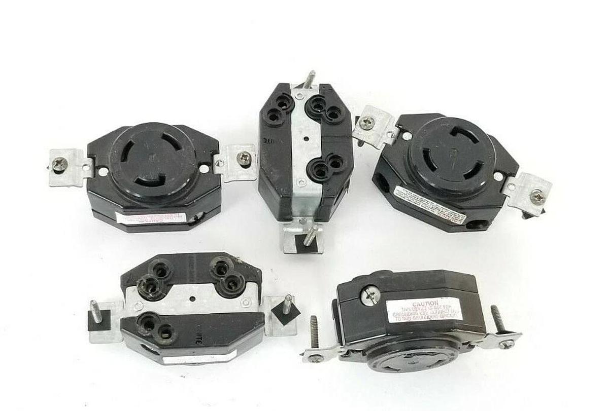 Used LOT OF 4 LEVITON 30A 125/250V TURN LOCKING RECEPTACLE OUTLETS