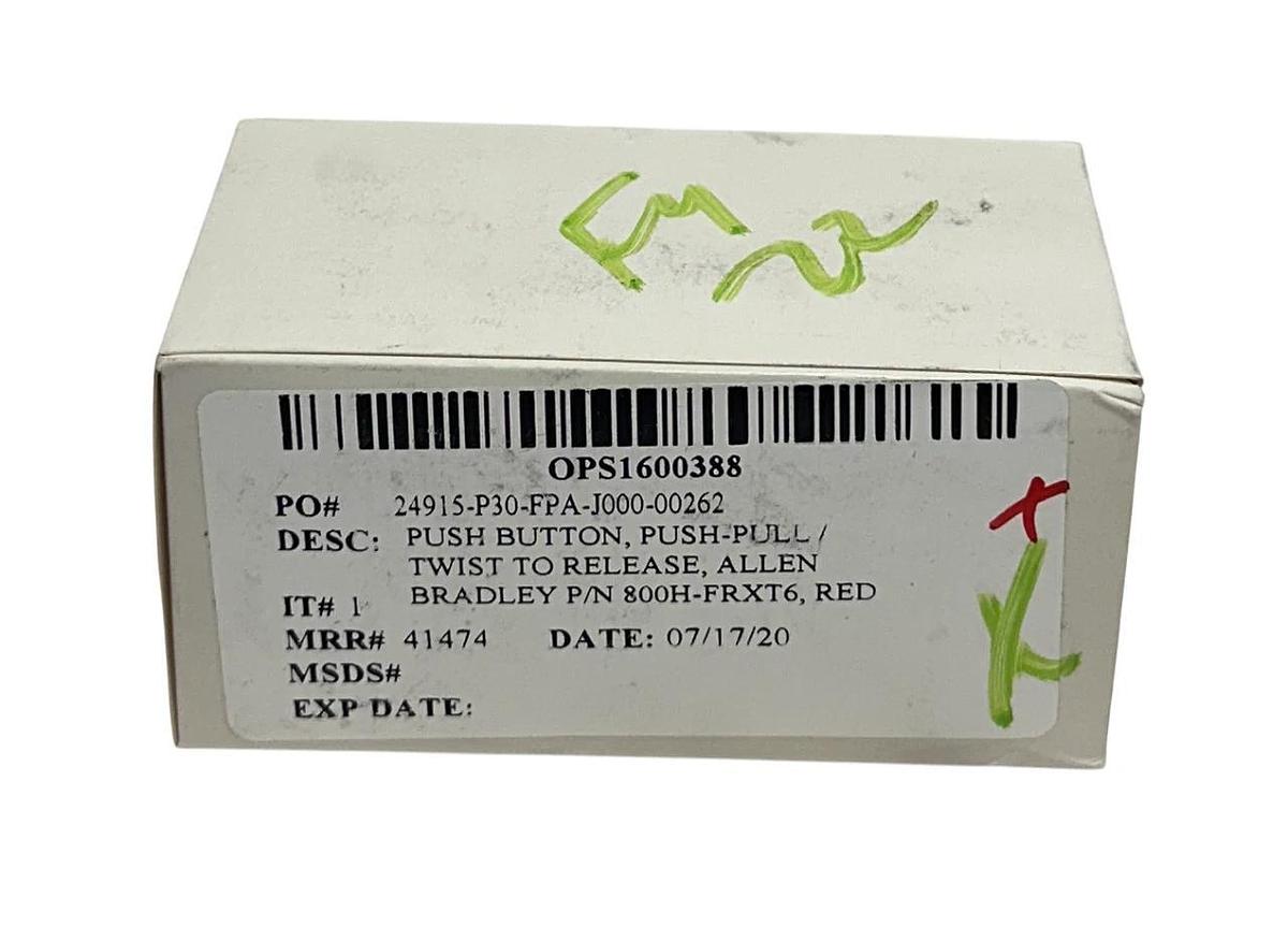Used ALLEN BRADLEY 800H-FRXT6 /F 30mm PUSH-PULL BUTTON TWIST RELEASE RED 2-POS NSFS